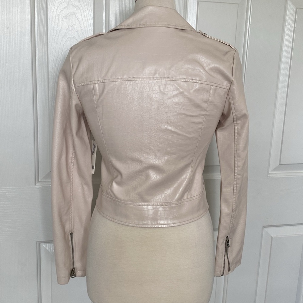 Bar lll Faux Leather Moto Jacket Natural White X-Small - Picture 7 of 11